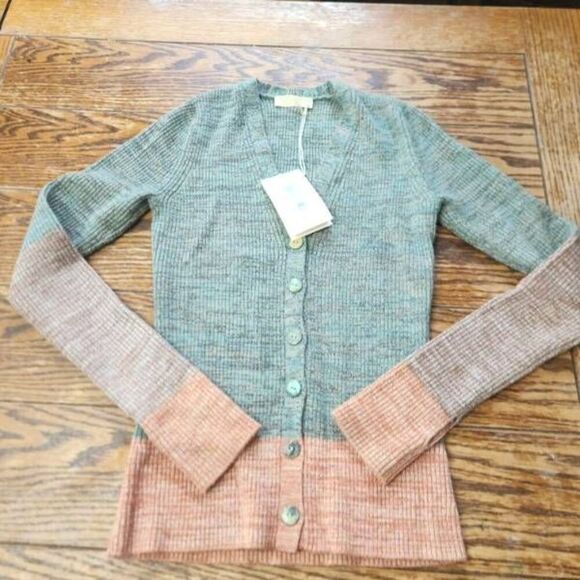 NWT Ulla Johnson Sweater Posey Cardigan in Twilight Green Wool Blend Size P - Picture 3 of 8